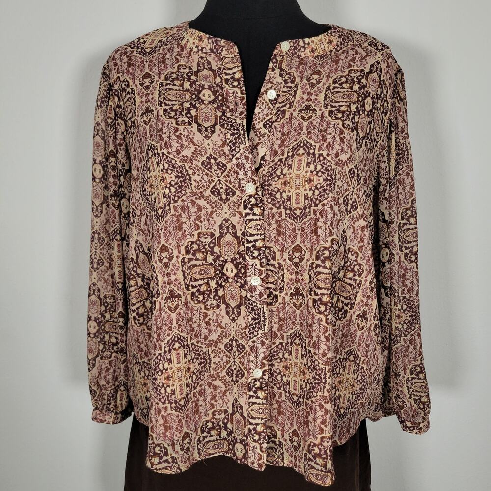 Madewell Blouse Womens Medium Paisley Button Front Boho Flowy Top